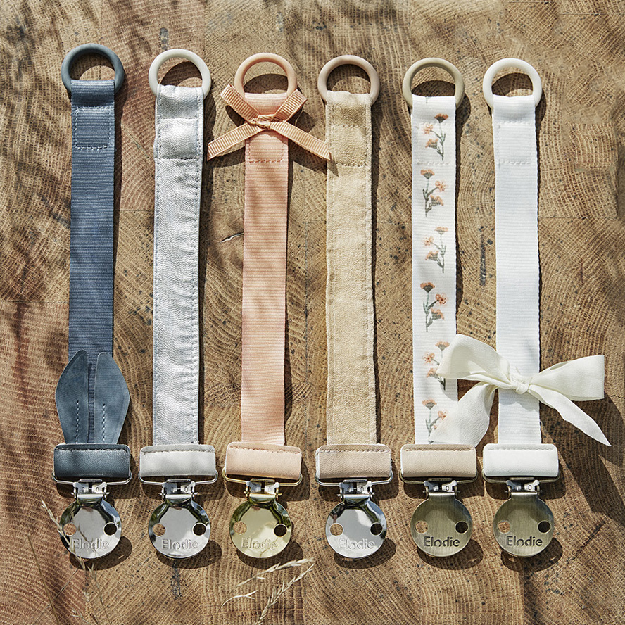 Blanc Elodie Details Attache Tétine pour Bébé en Tissu Vanilla White Anneau en Silicone