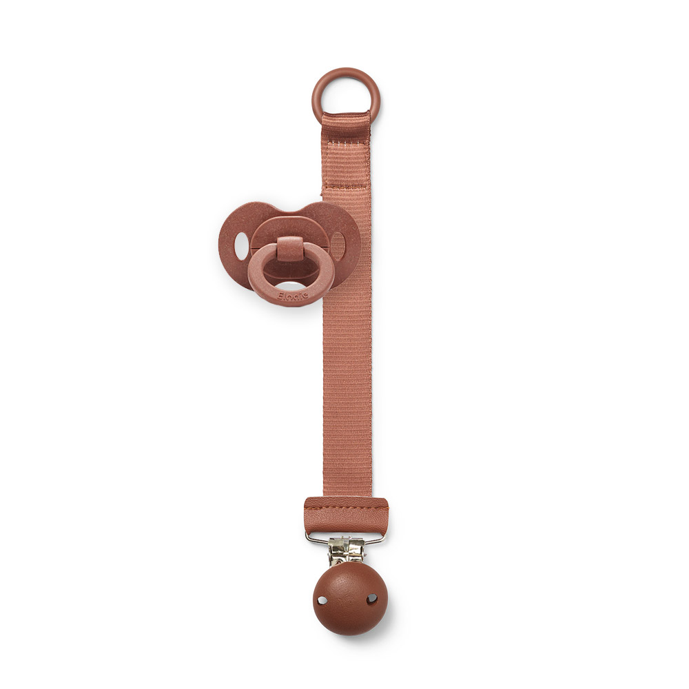 Pacifier & Pacifier Clip Set Burned Clay Elodie